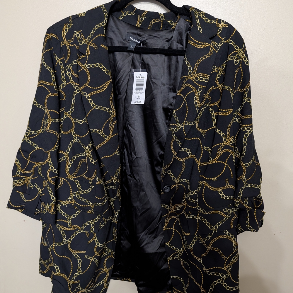 Chain Pattern Black and Gold Women's Top - Picture 3 of 4